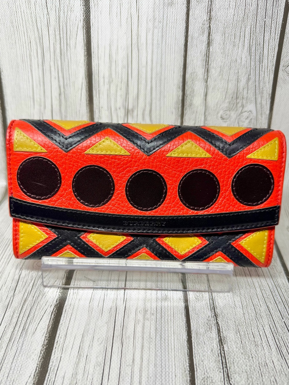 PRE LOVED Burberry Geometric Pattern Continental Wallet